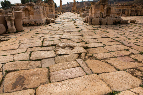 Photography Roman ruins in the Jordanian city of Jerash
