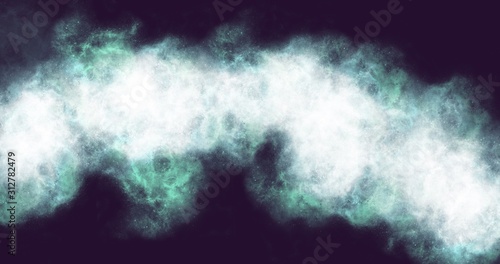 abstract background white green smoke cloud screen on Dark background