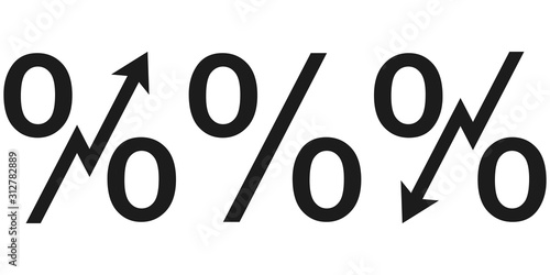 icon symbol raising and lowering interest rates, vector interest sign with up and down arrow credit icon