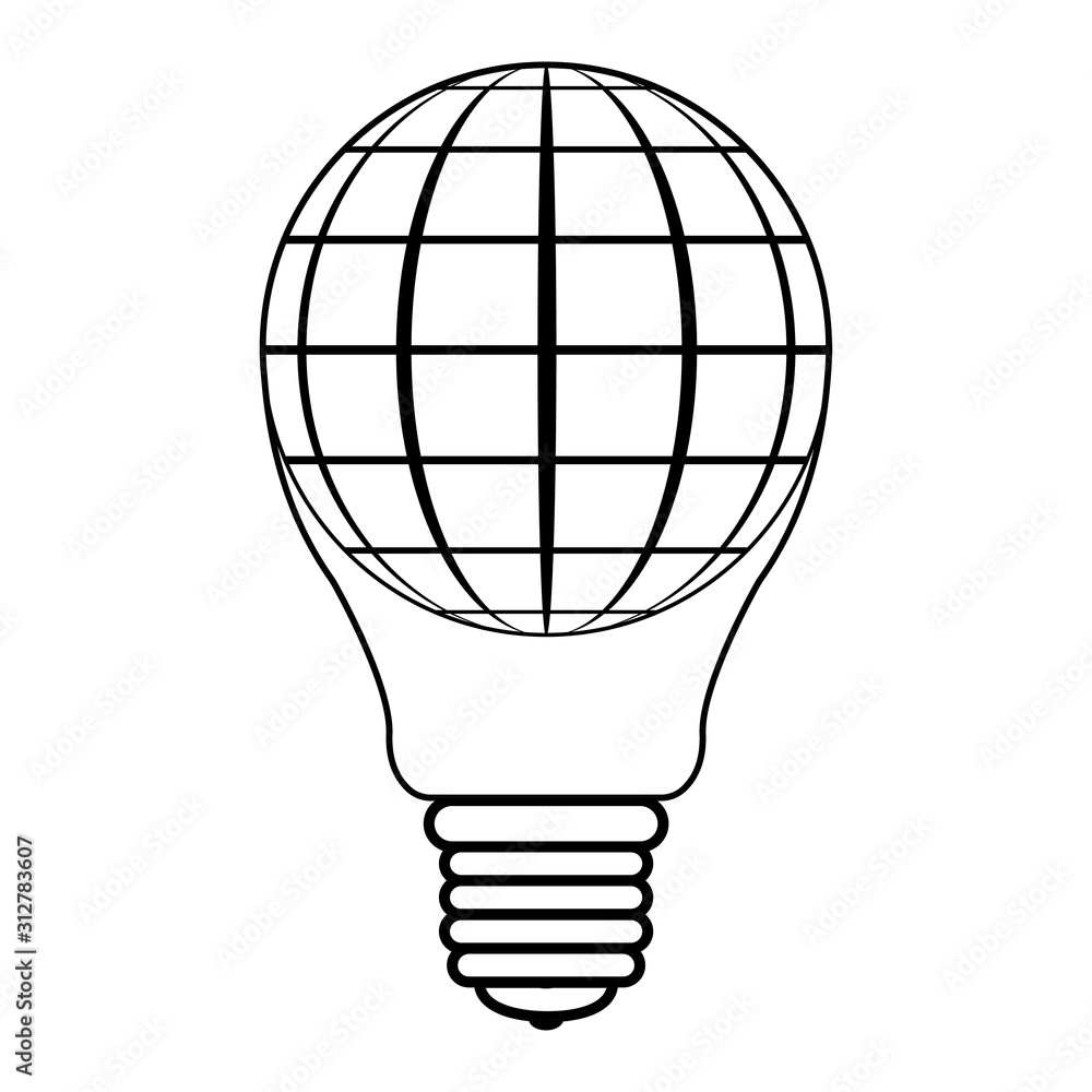 Obraz premium icon logo balloon in the form light bulbs and spheres globe planet earth, vector light bulb balloon concept of peace, successful business and peaceful life