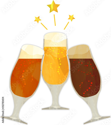 クラフトビール_黒ビール_ご当地ビール_地ビール_グラス_ベクター_イラスト_お酒_アルコール_乾杯