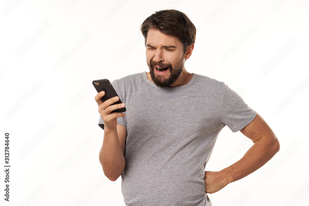young man with mobile phone young man with mobile phone