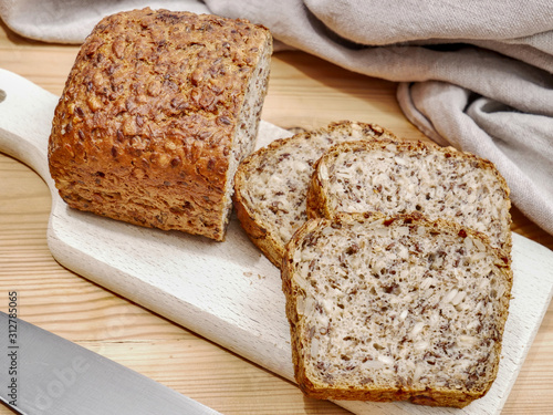 Homemade multigrain bread. Fresh and aromatic bread from a traditional Polish bakery.