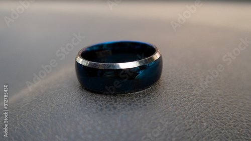 Widding ring Blue and Silver inside a car in Cairo Egypt