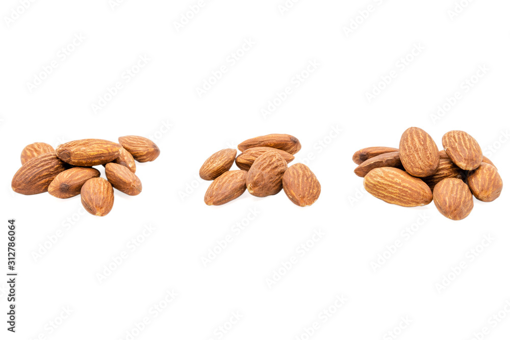 Almond nuts isolated with white background. Almond nuts isolated with white background.