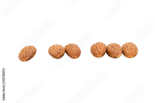 Almond nuts isolated with white background.