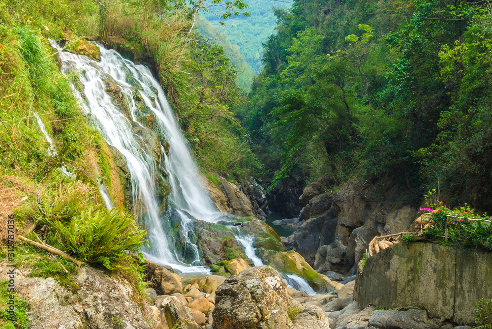Tien Sa waterfall in Cat Cat Hmong village by Sapa, Vietnam Tien Sa waterfall in Cat Cat Hmong village by Sapa, Vietnam