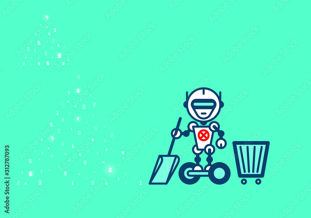 Robot on blue-green. Technology, the future. Cartoon vector illustration. Robot on blue-green. Technology, the future. Cartoon vector illustration.