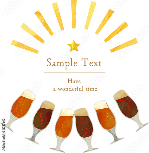 乾杯_クラフトビール_黒ビール_コピースペース_グラス_ベクター_イラスト_お酒_アルコール