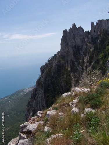 Sunny Aj-Petri Mountain top view , Crimea,