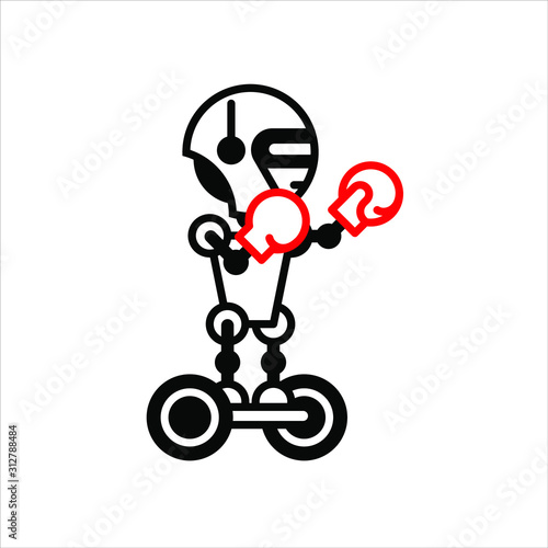 Robot on white. Technology, the future. Cartoon vector illustration.