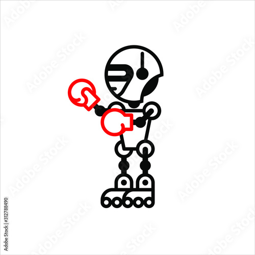 Robot on white. Technology, the future. Cartoon vector illustration.