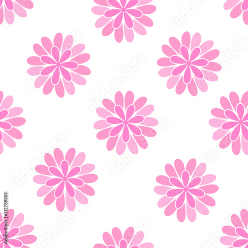 Pink flowers seamless floral pattern