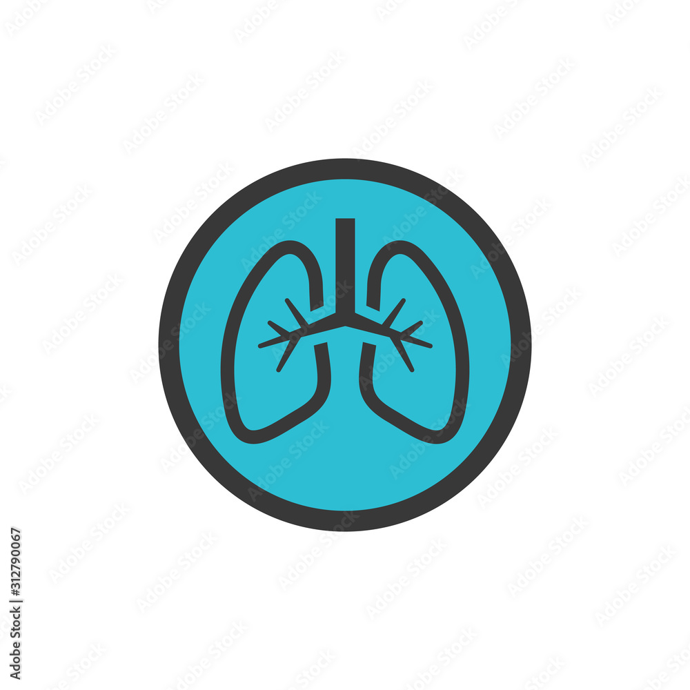 Lungs icon flat. Medicine button. Stock vector illustration isolated on white background. Lungs icon flat. Medicine button. Stock vector illustration isolated on white background.