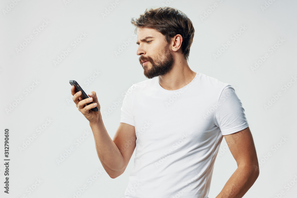 young man with mobile phone young man with mobile phone