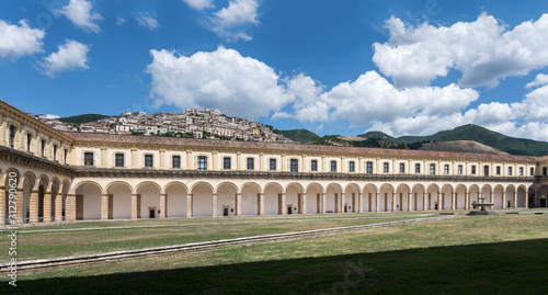 Obraz na plátně uphill village and San Lorenzo Certosa main cloister , Padula, Italy