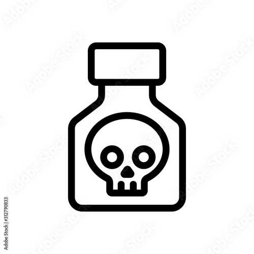 flocon with poison icon vector. A thin line sign. Isolated contour symbol illustration