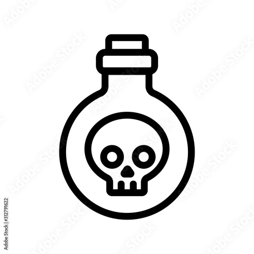flocon with poison icon vector. A thin line sign. Isolated contour symbol illustration