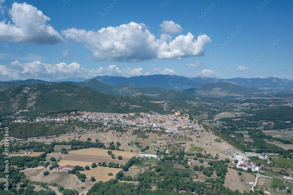 Grumento Nova village aerial from south, Italy