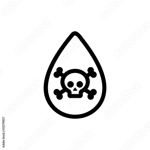poisoned water icon vector. A thin line sign. Isolated contour symbol illustration