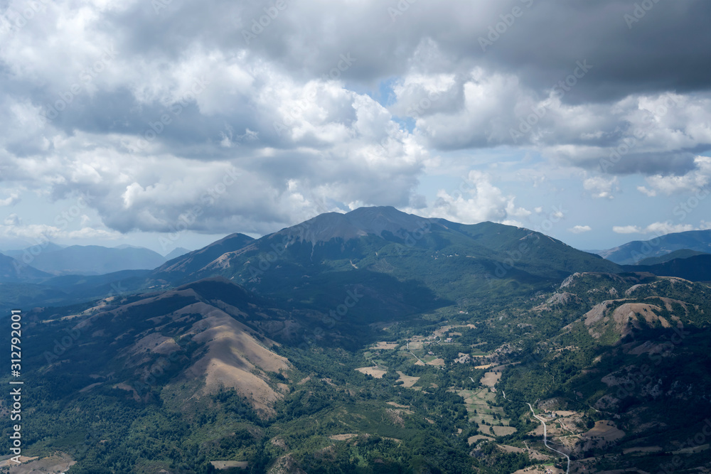 Sirino peak aerial from east, Italy