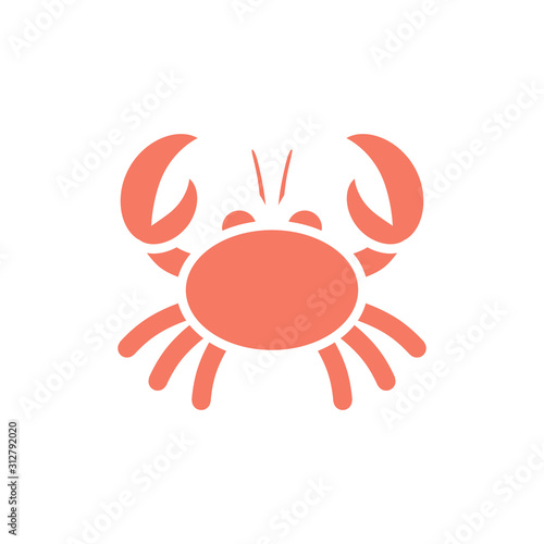 orange crab with claws on a white background