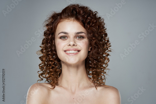 beautiful woman bare shoulders clean skin