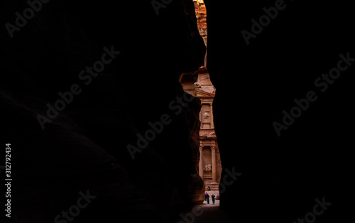 Beauty of rocks and ancient architecture in Petra, Jordan. Ancient temple in Petra, Jordan