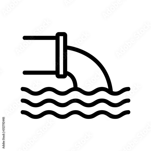 poisoning emissions into the water icon vector. A thin line sign. Isolated contour symbol illustration