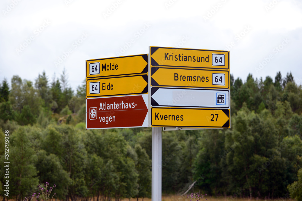 signs norway, norge, countryside