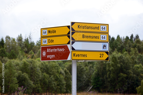 signs norway, norge, countryside