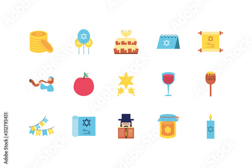 Isolated jewish icon set vector design
