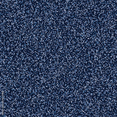 Classic blue confetti seamless texture pattern. Variegated speckled starry background. Denim dark indigo dyed bleach spot fabric texture. Melange spotted masculine shirting repeat vector swatch.