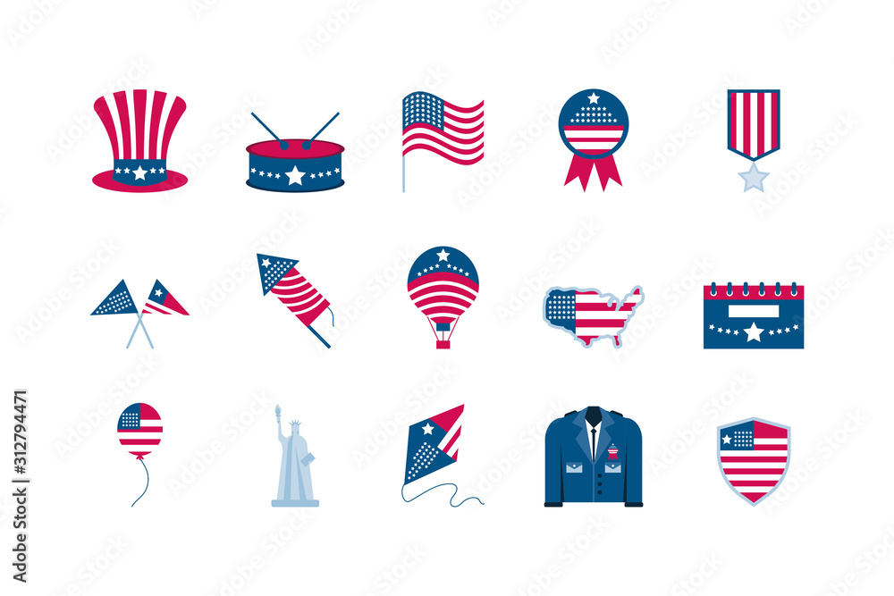 Fototapeta premium Isolated usa icon set vector design