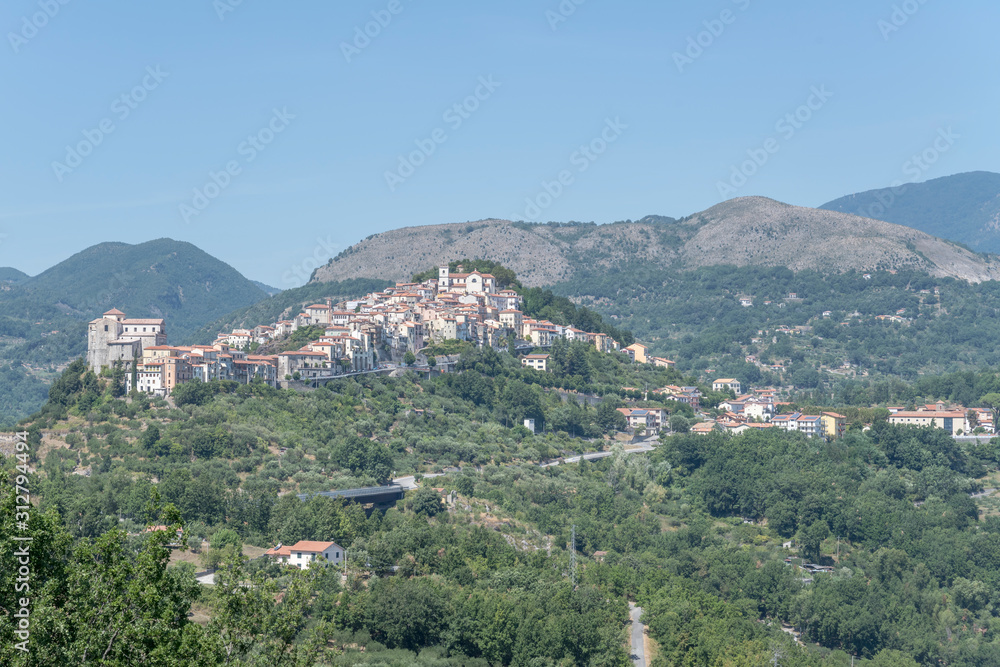 Rivello uphill village from south west, Italy