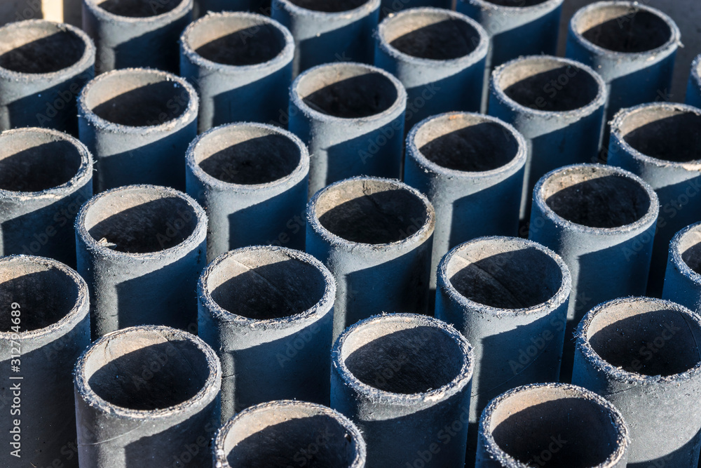 Detail of a firework battery. Detail of a firework battery.