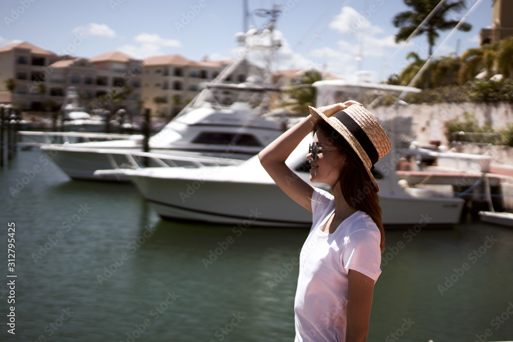 young woman on yacht