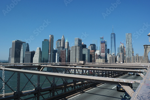 New York skyscraper views from Brooklyn Bridge