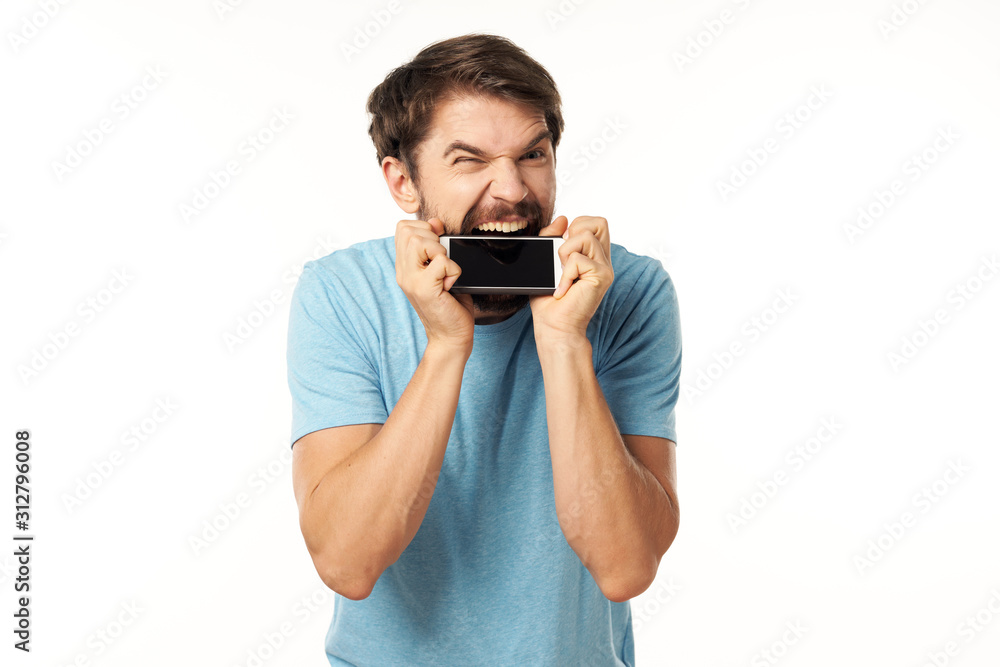 young man with mobile phone young man with mobile phone