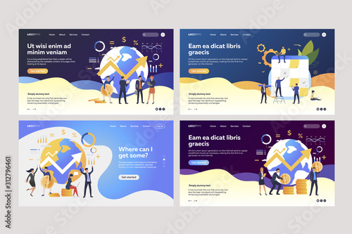 Collection of successful business people calculating money. Flat vector illustrations of analysts working with financial charts. Business success concept for banner, website design or landing web page
