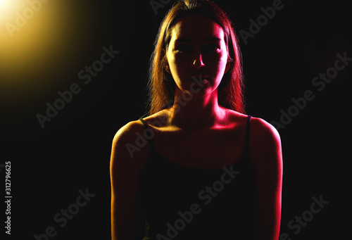 Toned silhouette of beautif...