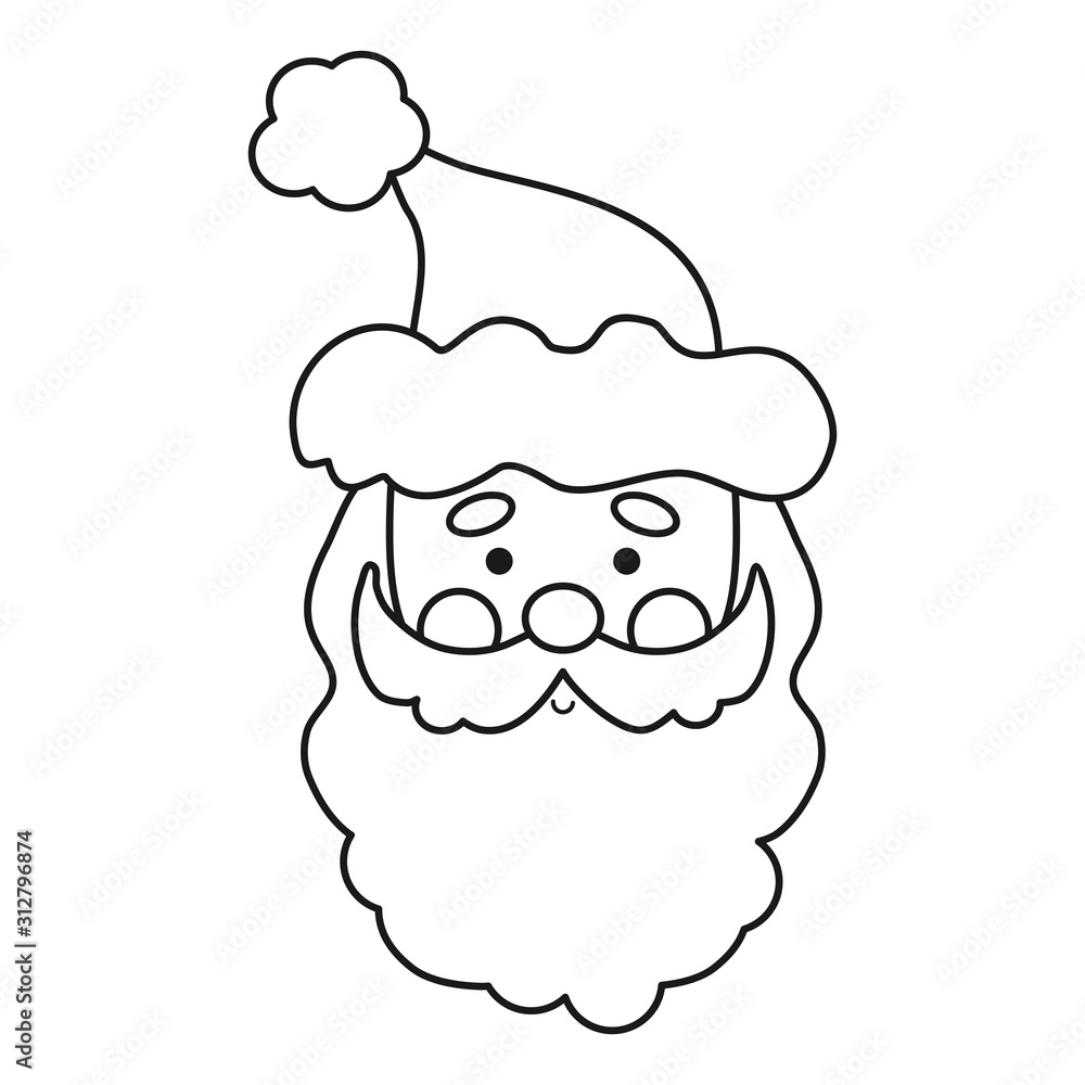 Vector illustration of cartoon Santa Claus. Christmas icon of Santa. Santa Claus icon. Coloring page with head of Santa Claus. Vector illustration of cartoon Santa Claus. Christmas icon of Santa. Santa Claus icon. Coloring page with head of Santa Claus.