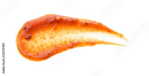 Tasty barbecue sauce on white background