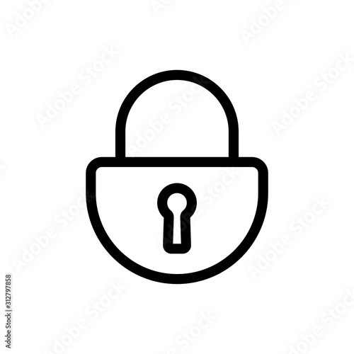 Lock for the door icon vector. A thin line sign. Isolated contour symbol illustration