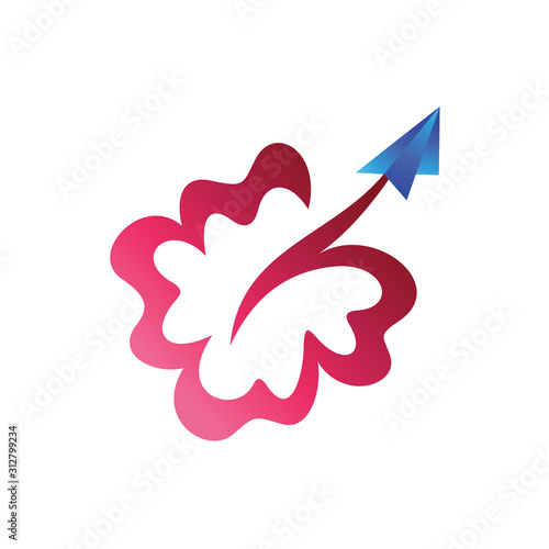 Flower plane logo, logo for agency travel