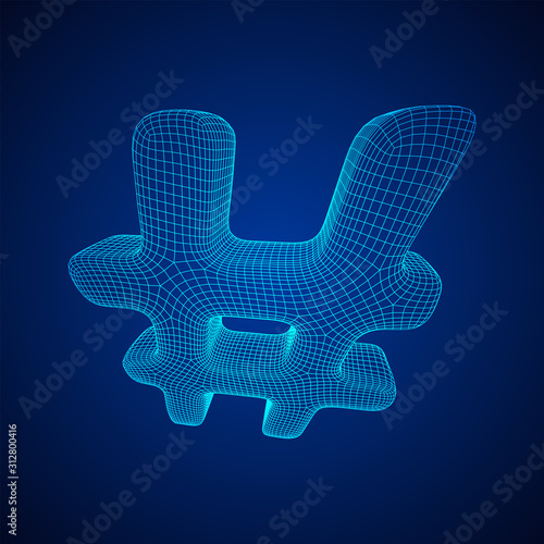 Hashtag icon. Concept of social media, micro blogging PR and popularity. Wireframe low poly mesh vector illustration