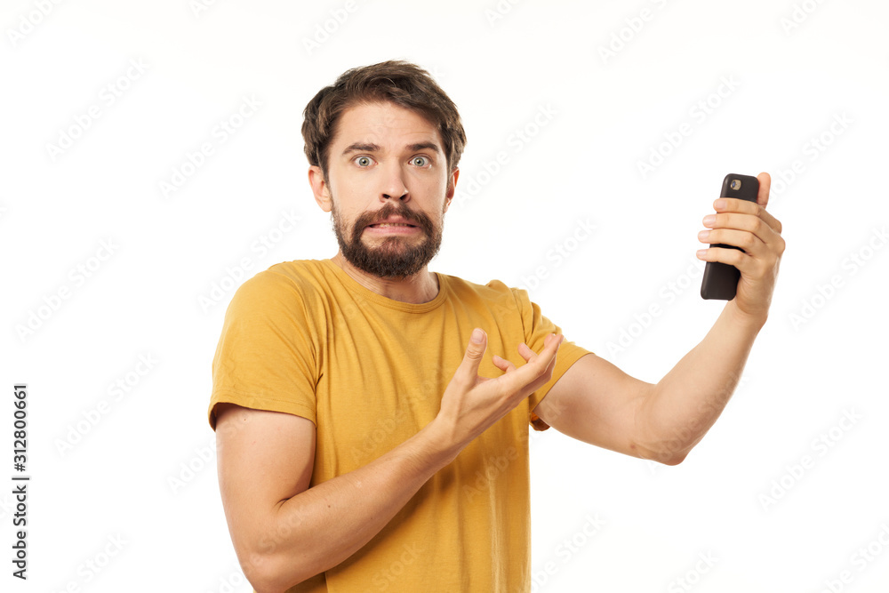 young man with mobile phone young man with mobile phone