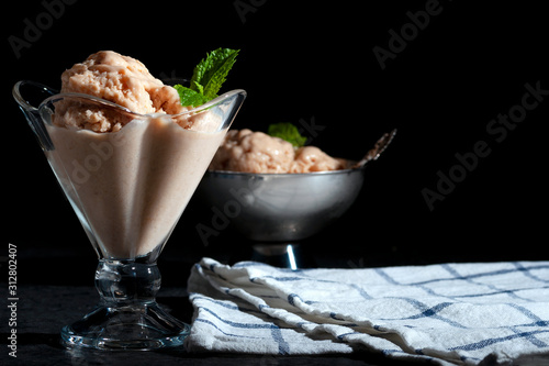 Fruit cream ice cream. Apple cream ice cream photo