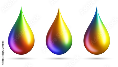 Colorful gradient drops on white background