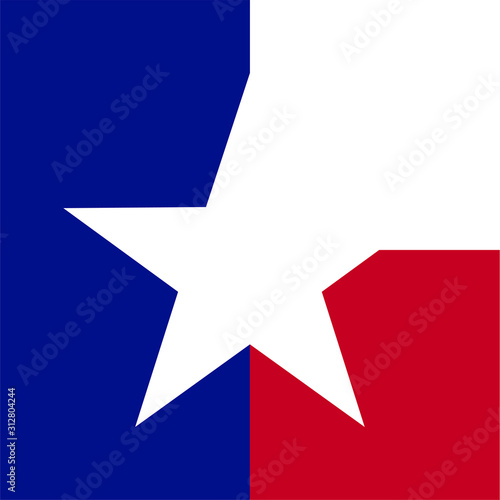 blue-red-white conceptual flag of the state of a lone star - Texas